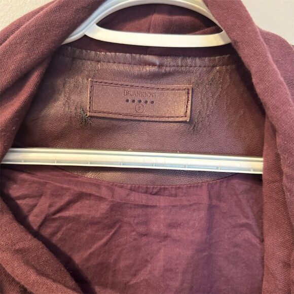 BLANKNYC Women's Burgundy Faux Leather Jacket Size S Asymmetrical Front - Picture 5 of 7